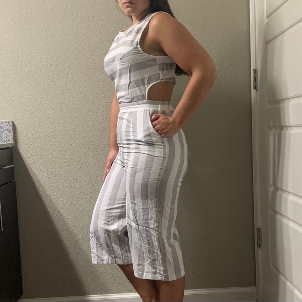 Gray Striped Jumpsuit - Picture 5 of 8